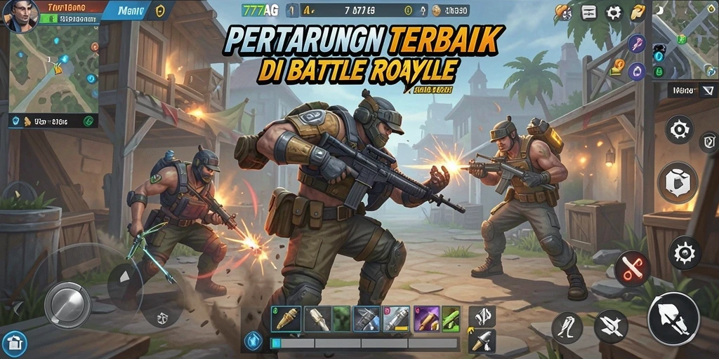 Gameplay mendebarkan di battlefield <strong>777AG</strong> dalam mode Battle Royale.