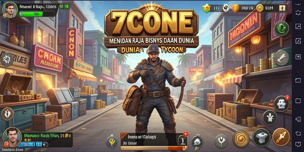 Screenshot utama 7CONE menampilkan gameplay Tycoon yang mendebarkan.