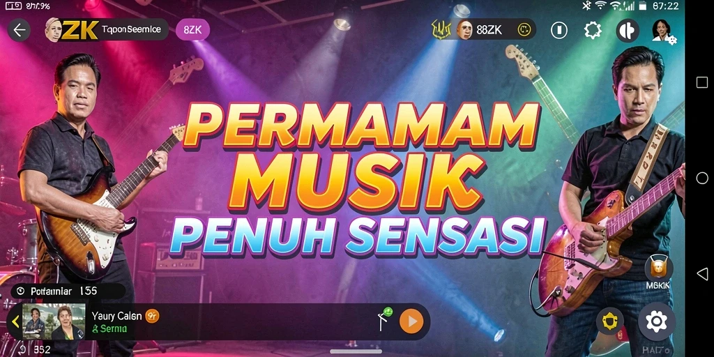 Tangkapan layar gameplay 8ZK menampilkan keseruan bermain musik.