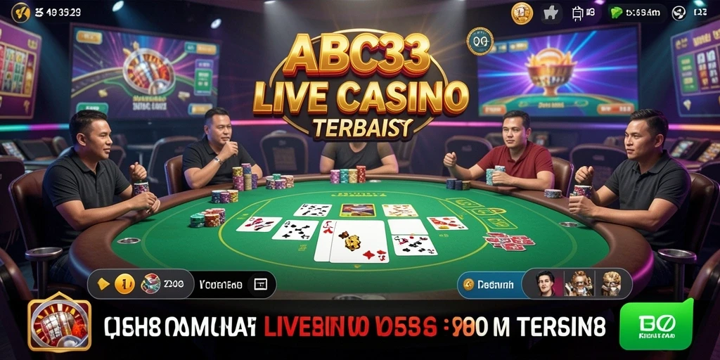 Screenshot ABC33 menampilkan dealer langsung dalam permainan kasino yang mendebarkan.