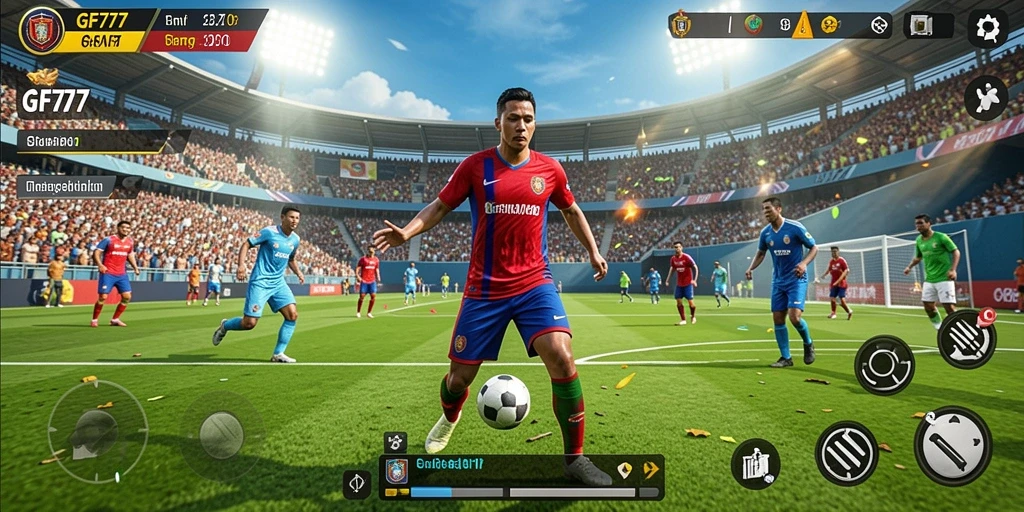 Screenshot utama GF777 menunjukkan aksi mendebarkan dalam permainan olahraga.