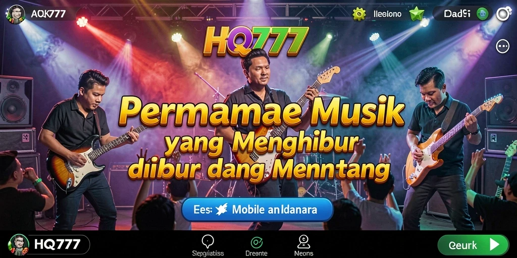 Tampilan gameplay HQ777 yang menarik dengan berbagai pilihan musik.