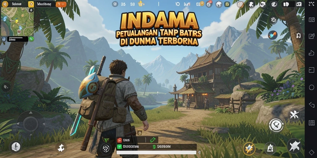 Tangkapan layar gameplay <strong>INDAAA</strong> memperlihatkan petualangan seru di dunia terbuka.