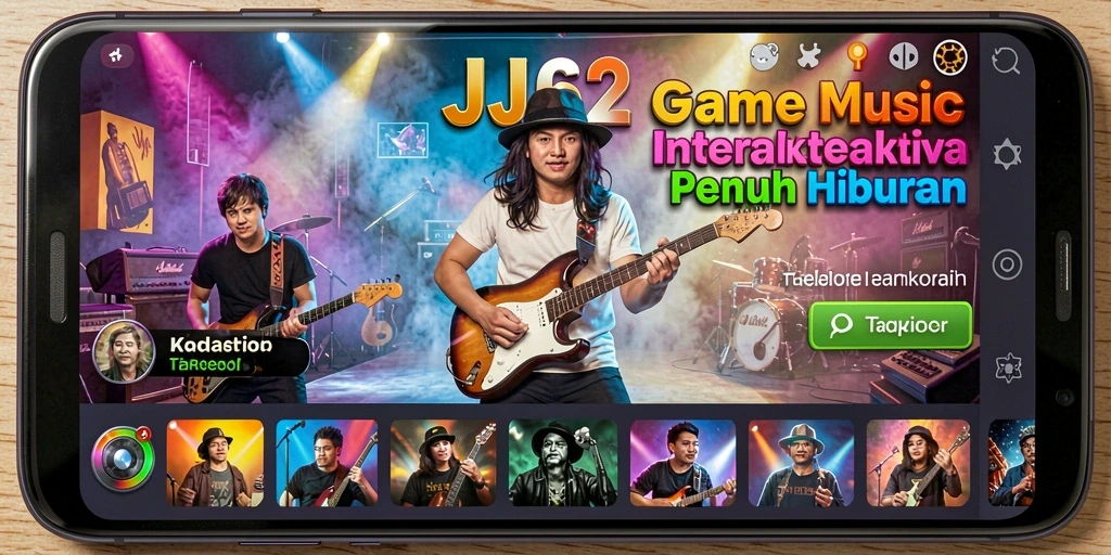 Tampilan gameplay JJ62 menunjukkan aksi menekan not musik secara tepat.