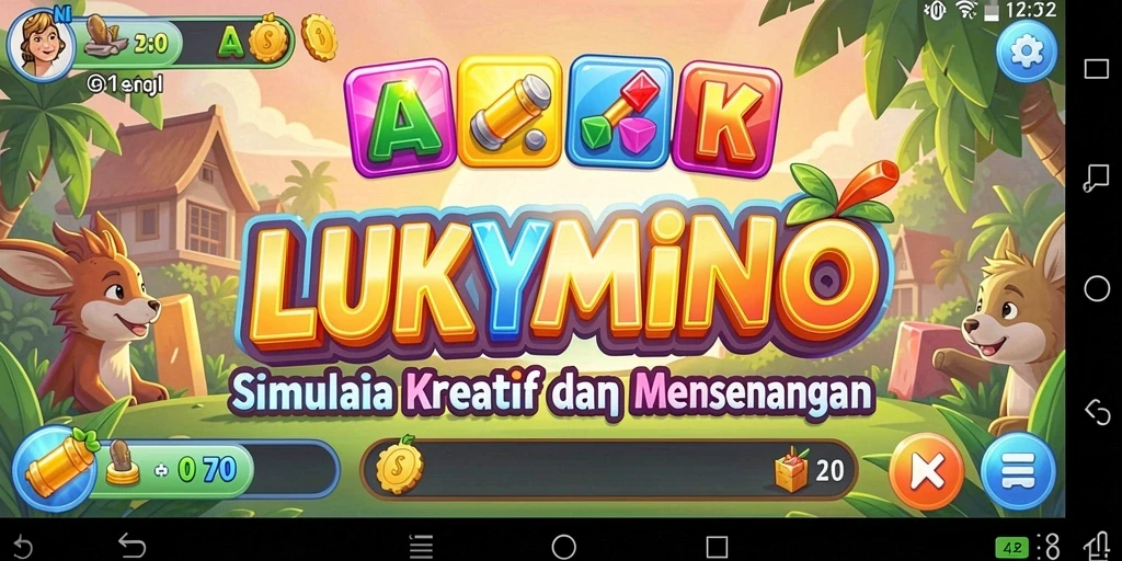 Tampilan gameplay LUKYMINO dengan elemen simulasi yang menarik.