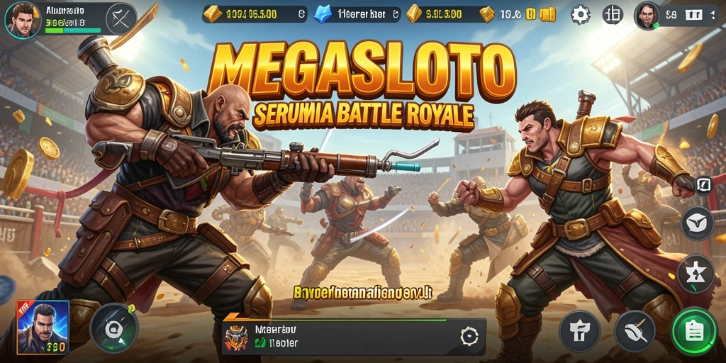 Tampilan seru gameplay pertarungan Battle Royale di MEGASLOTO.