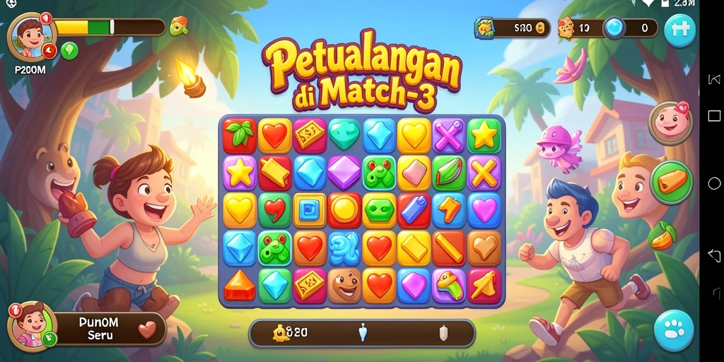 Tampilan gameplay P200M yang penuh warna dan menyenangkan.