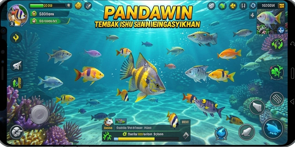 Screenshot main game PANDAWIN menampilkan aksi menembak ikan yang seru.
