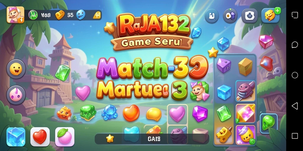 Screenshot gameplay RAJA132 menampilkan aksi mencocokkan yang mendebarkan.