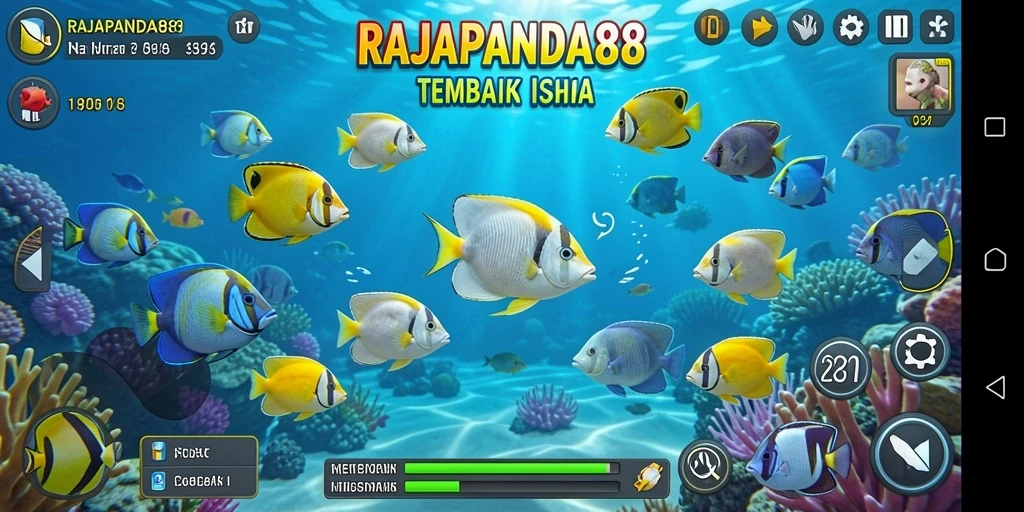 Tampilan gameplay RAJAPANDA88 yang menarik dan seru saat menembak ikan.