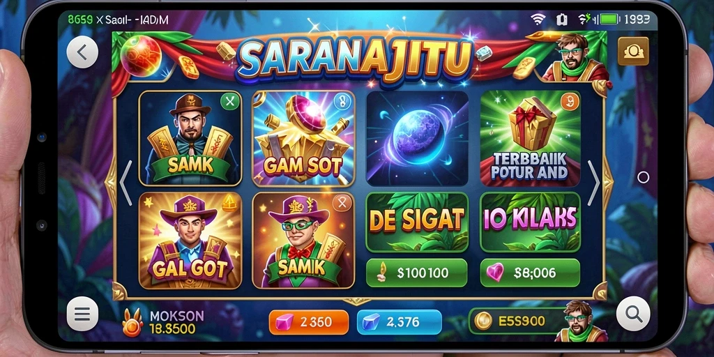 Tampilan menarik dari gameplay SARANAJITU yang penuh warna dan efek suara.