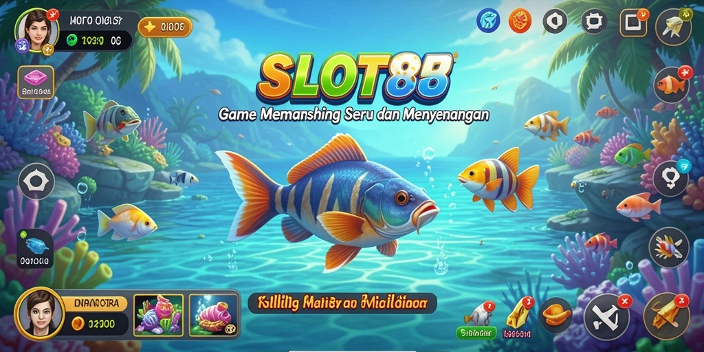 Tampilan utama gameplay SLOT88 dengan aksi memancing yang menegangkan.