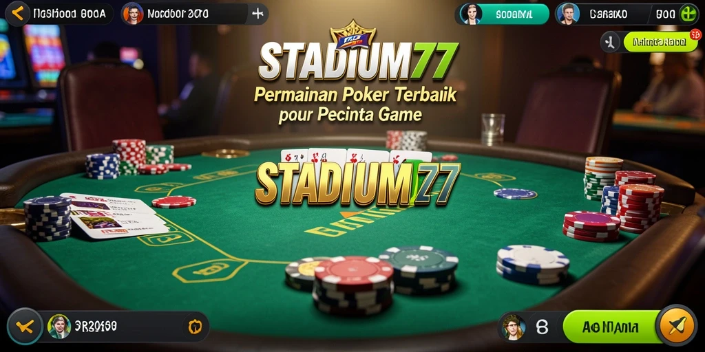 Screenshot gameplay STADIUM77 yang menunjukkan aksi poker yang mendebarkan.