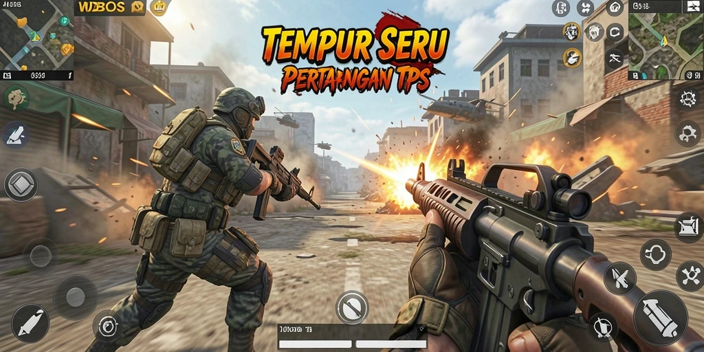 Tangkapan layar gameplay WDBOS menampilkan pertempuran intens TPS.