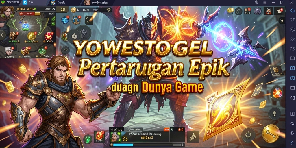 Tampilan pertarungan seru dalam YOWESTOGEL dengan karakter-karkater unik.